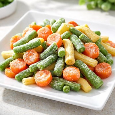 Frozen carrots wax beans green beans