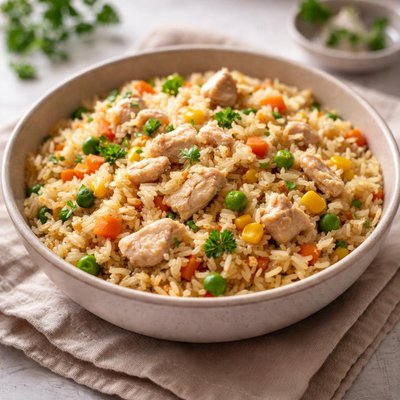 Frozen chicken flavored rice