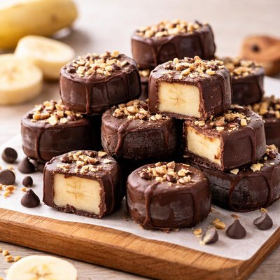 Frozen chocolate banana slices