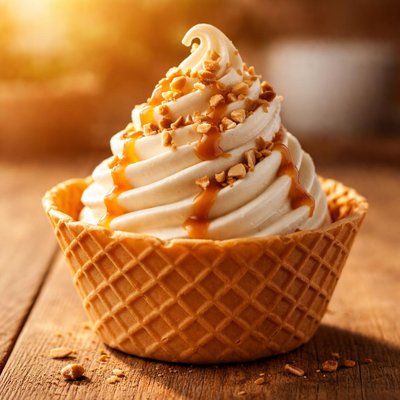 Frozen custard in waffle cup