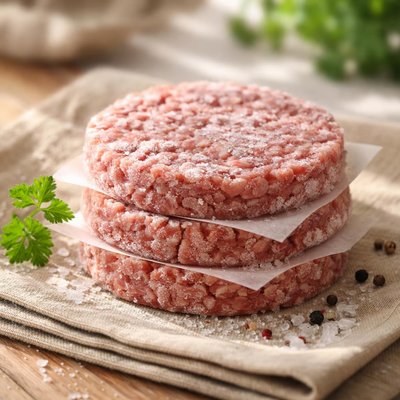 Frozen ground beef patty