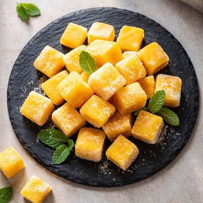Frozen mango cubes