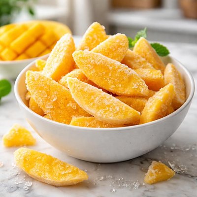 Frozen mango slices
