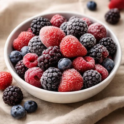 Frozen mixed strawberries and black berries