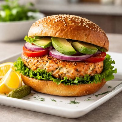 Frozen salmon burger