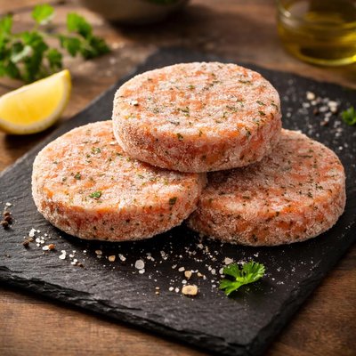 Frozen salmon patty