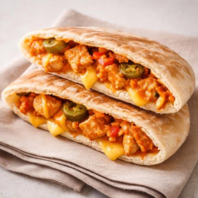 Frozen spicy chicken and cheese panini pita
