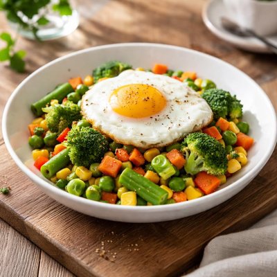 Frozen vegetables with egg