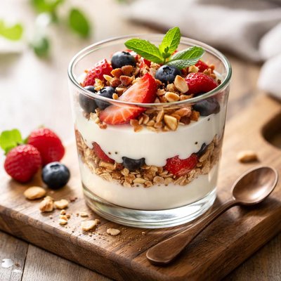 Fruit and nut yogurt parfait