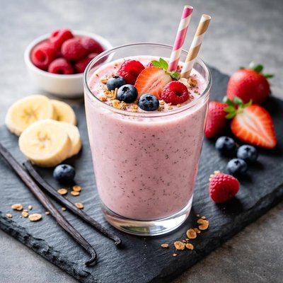 Fruit and vanilla yogurt smoothie