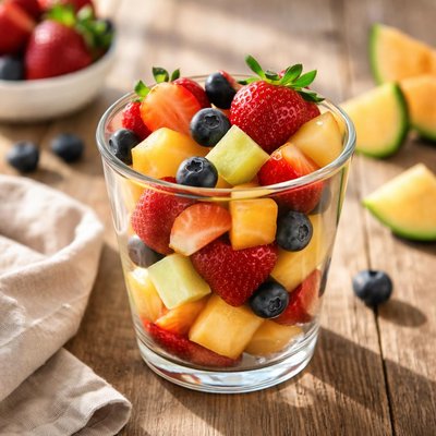 Fruit cup with strawberries and melon