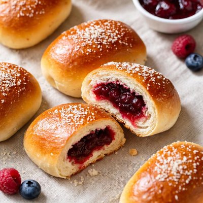 Fruit jam filled yeast roll