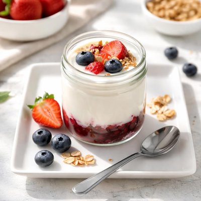 Fruit on the bottom greek yogurt