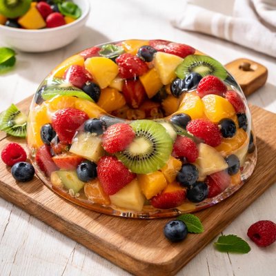 Fruit salad in gelatin