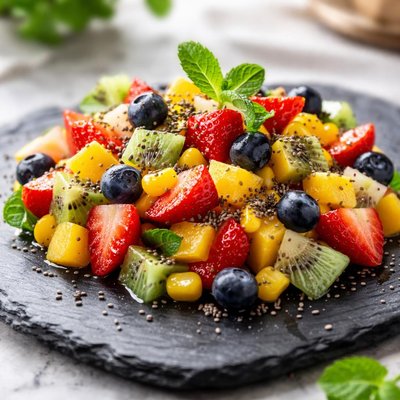 Fruit salad with corn and chia seeds