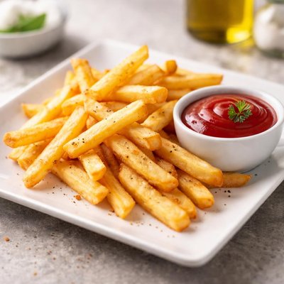 Frys with tomato sauce