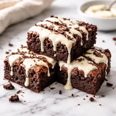 Fudge brownie with cheesecake glaze