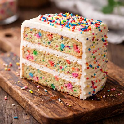 Funfetti cake slice