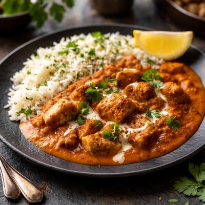 Garam masala butter chicken and rice