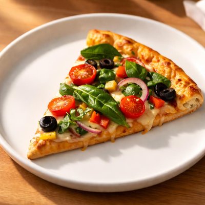 Garden pizza slice