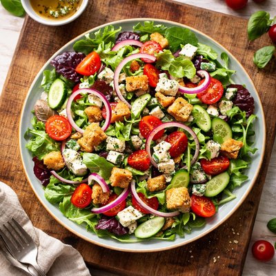 Garden salad  with red onion and blue cheese