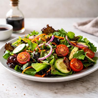 Garden salad with balsamic sauce