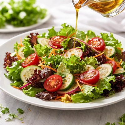 Garden salad with dressing