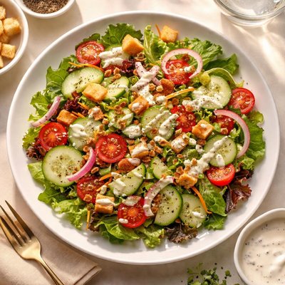 Garden salad with ranch