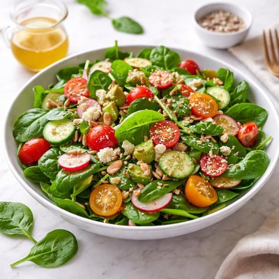 Garden salad with spinach