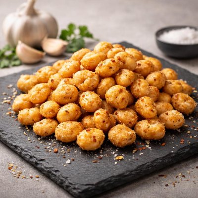 Garlic-flavored corn nuts