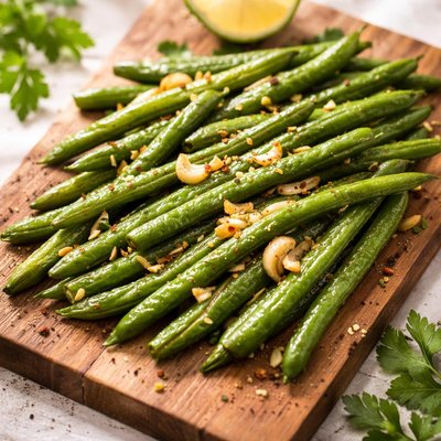 Garlic-roasted green beans