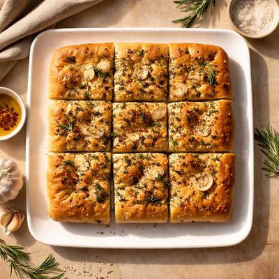 Garlic and herb foccacia