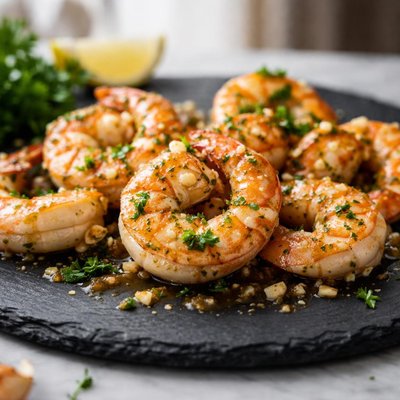 Garlic butter king prawns