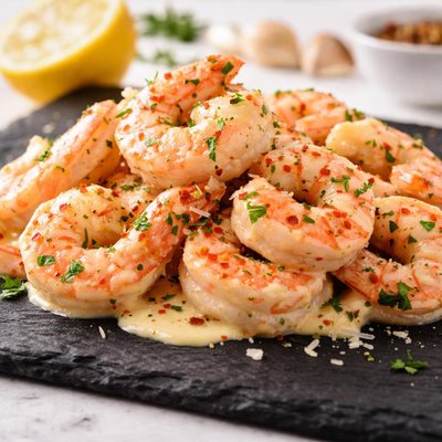 Garlic cream shrimps