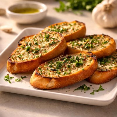 Garlic herb grilled crostini toast
