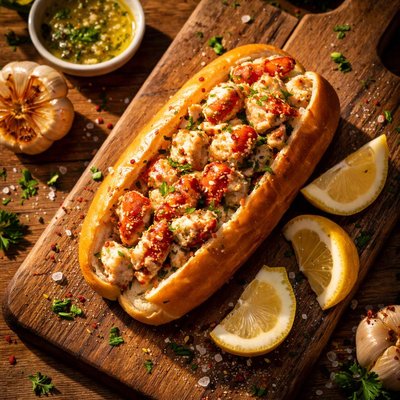Garlic lobster roll
