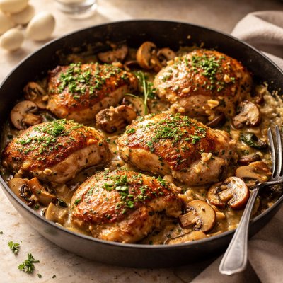 Garlic mushroom chicken thighs