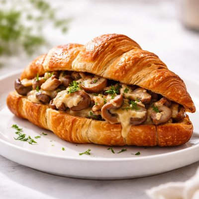 Garlic mushroom stuffed croissant