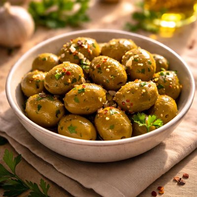 Garlic olives