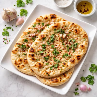 Garlic onion coriander naan