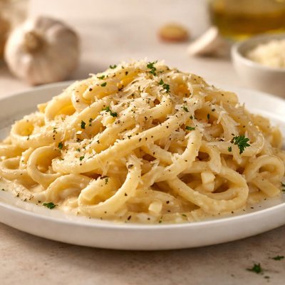 Garlic parmesan sauced thinned with skim milk