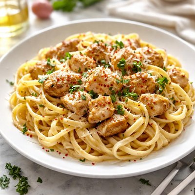 Garlic parmesean chicken noodles