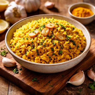 Garlic turmeric rice