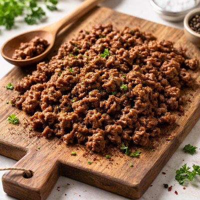 Gebratenes hackfleisch