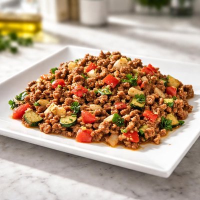 Gebratenes hackfleisch gemischt