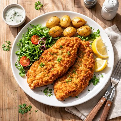 Gebratenes putenschnitzel