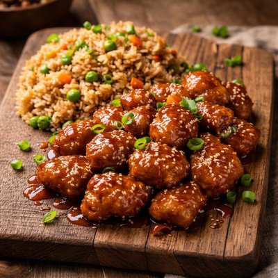 General toas chicken  and fried rice