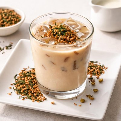 Genmaicha milk tea