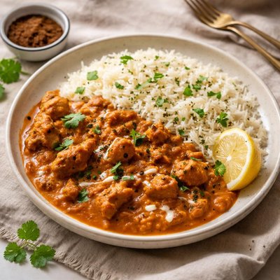 Gharom masala butter chicken and rice