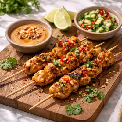 Giggling squid chicken satay